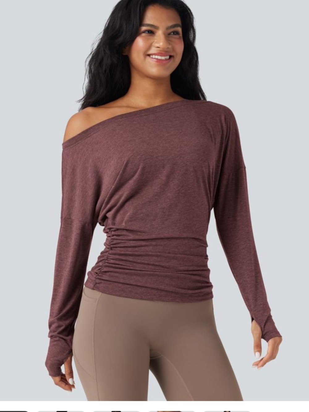 NWT Halara Ruched Long Sleeve Top Size Large